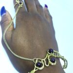 Garnet brass Goddess bracelet
