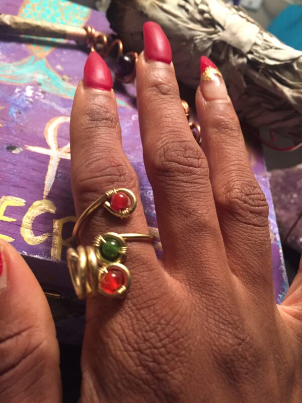 Lil Heart Puff- Carnelian brass